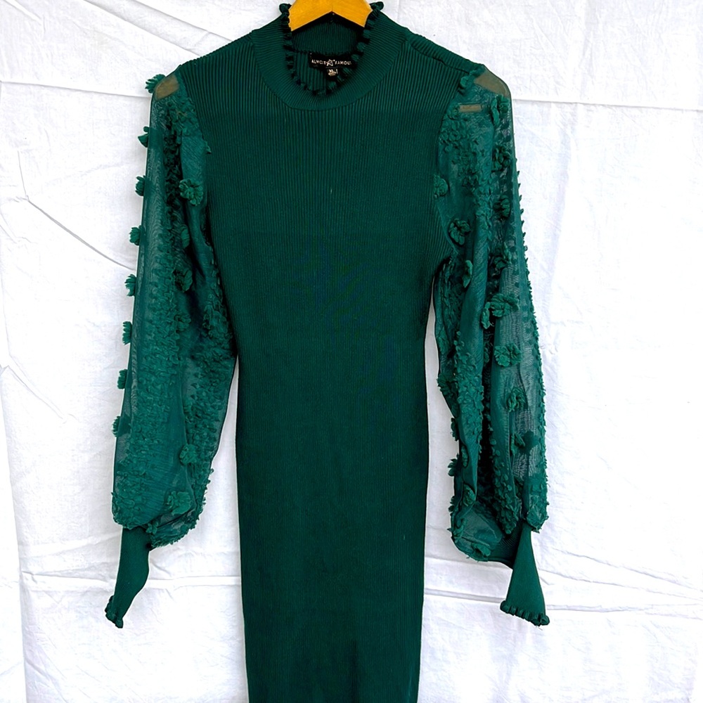 Almost Famous green dress long sleeve xl.